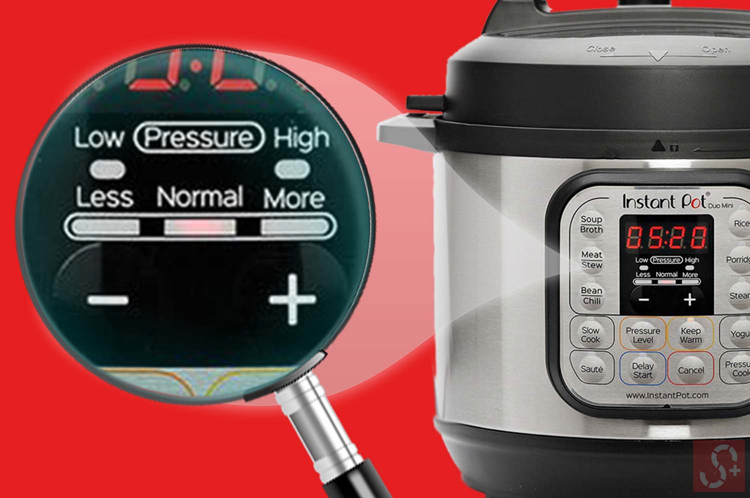 https://simplelifesaver.com/wp-content/uploads/2020/03/Magnifying-glass-showing-the-Less-Normal-More-Buttons-on-the-Instant-pot.jpg
