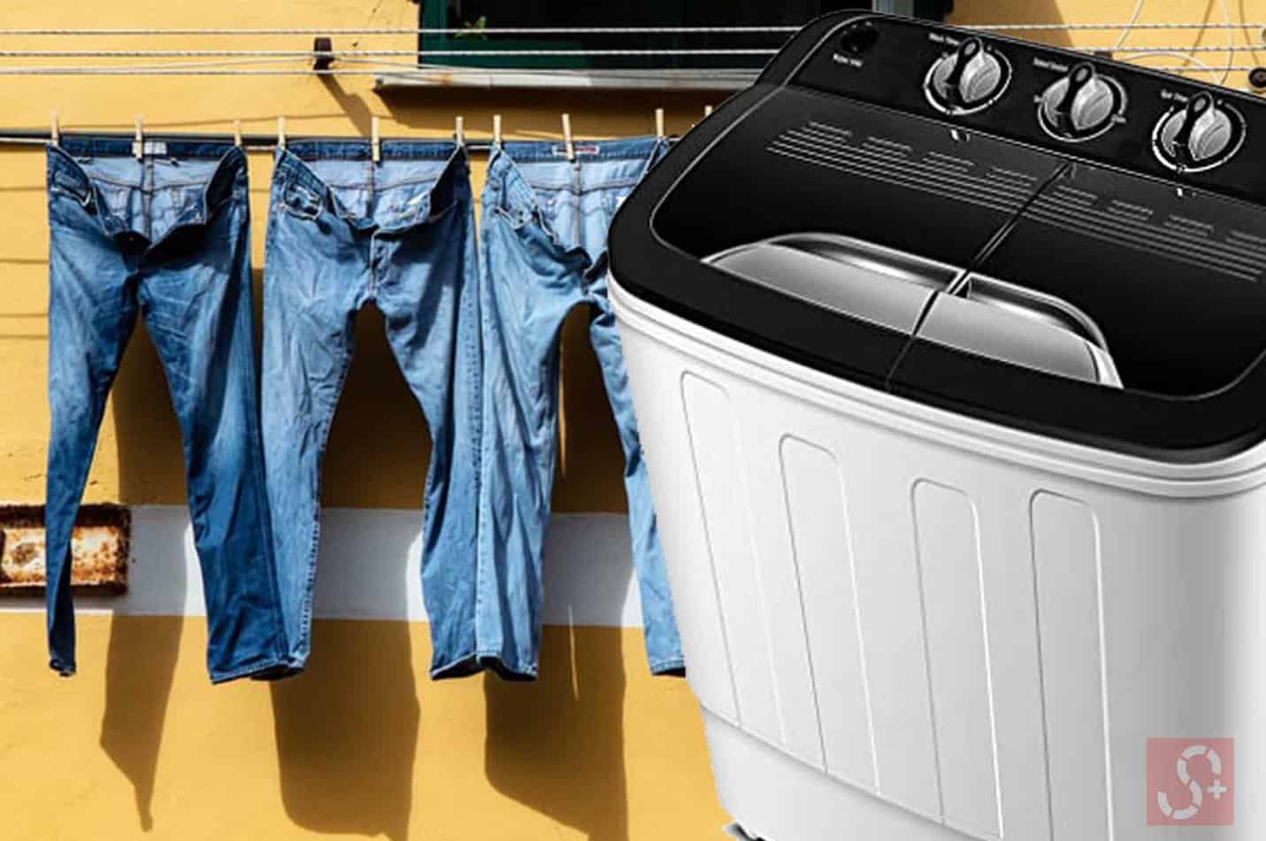 washing jeans in washing machine