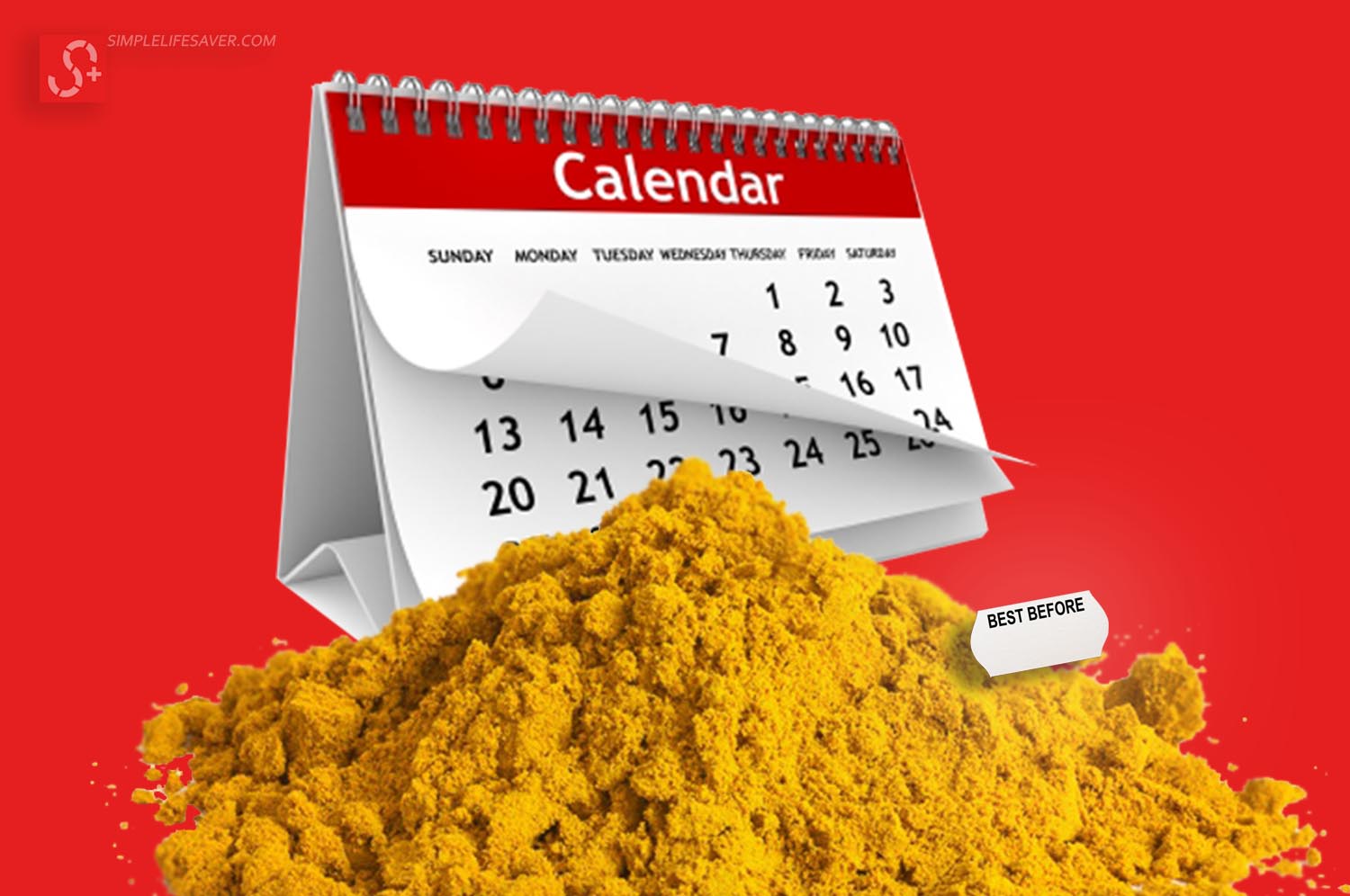 Curry Powder with Calendar in front red background
