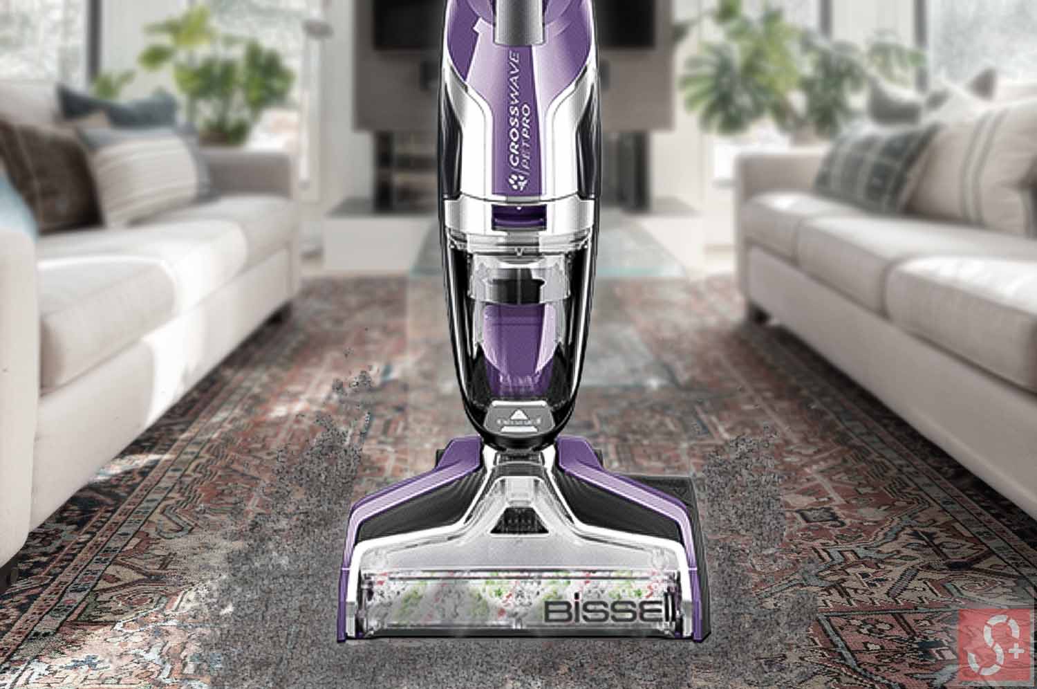 Bissell Crosswave Vacuuming Up Dirt from Carpet