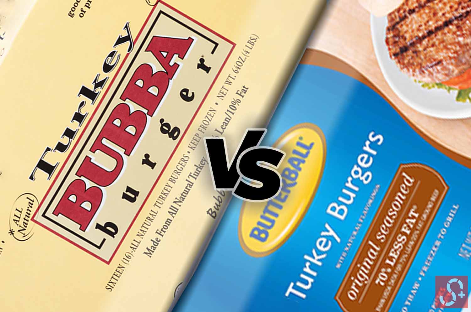 Comparison between the box of Butterball Burger and Bubba Turkey Burger