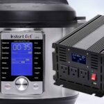 Instant Pot beside 1500w converter in front of white background