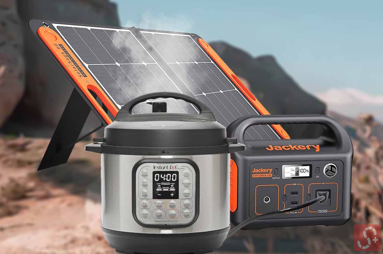 Instant Pot Connected to Jackery Solar on a Mountain