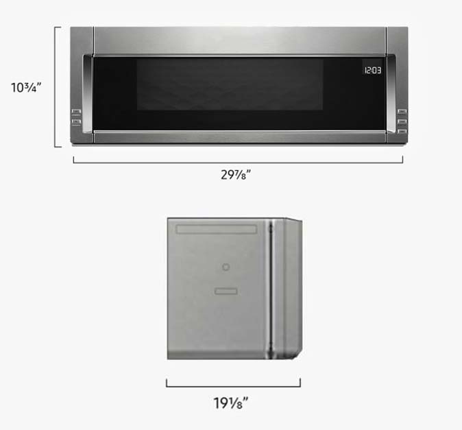 Dimension of a Low Profile Over The Range Microwave